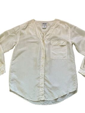 Vintage 80s Joule energy ivory silk button up shirt size medium